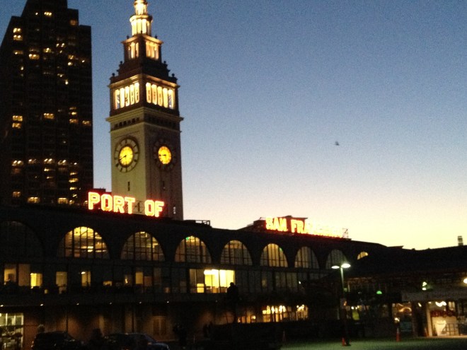 The sunset ruins what would have been a fantastic view of the light-up sign.  (That silly sunset, always ruining pictures.)